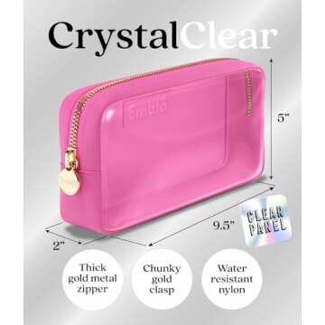 Embla Clear Cosmetic Bag Makeup Case, Clear Zipper Make Up Pouch and Toiletry Travel Tote, Cute Skin...