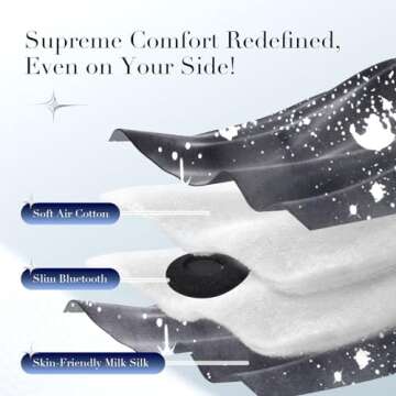 LC-dolida Sleep Mask with Bluetooth Headphones, Silk Eye Mask for Sleeping Side Day Sleepers, 5.4 Bluetooth Silk Sleep Mask Headphones for Women Men with Thin Speaker, Blackout, Comfort