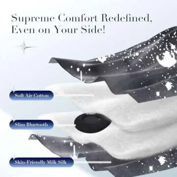 LC-dolida Sleep Mask with Bluetooth Headphones, Silk Eye Mask for Sleeping Side Day Sleepers, 5.4 Bluetooth Silk Sleep Mask Headphones for Women Men with Thin Speaker, Blackout, Comfort