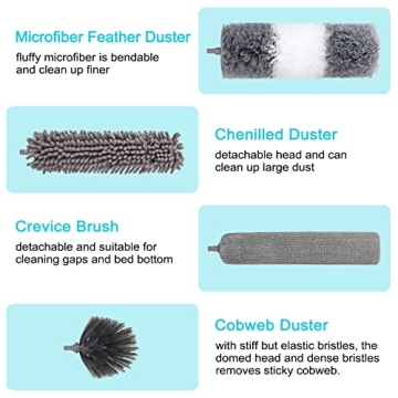 12pcs Microfiber Dusters and Extension Pole for High Cleaning