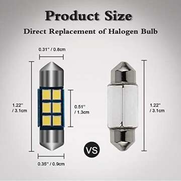 YITAMOTOR DE3175 31mm LED Festoon Bulb White Error Free Super Bright 6000K 2835 Chipsets for Car Interior Dome Map Door Light 3021 3022 3175 6428 4 Pack