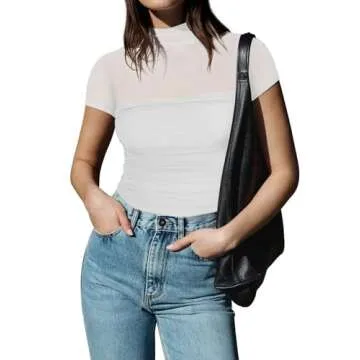 REORIA Stylish Sheer Mesh Bodysuit for Women