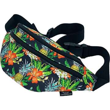 Fanny Packs Back Tropical Fanny Pack - Cute Waist Belt Bag for Men, Women, Kids | Floral Fun Pattern for Running, Hiking, Raves (Mahalo)