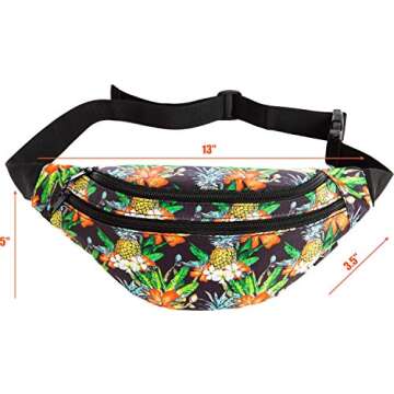 Fanny Packs Back Tropical Fanny Pack - Cute Waist Belt Bag for Men, Women, Kids | Floral Fun Pattern for Running, Hiking, Raves (Mahalo)