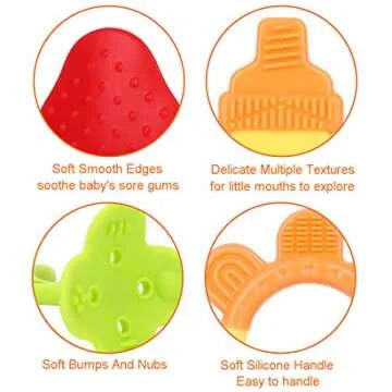 Baby Teething Toys 6 Packs BPA Free Silicone Baby Teethers, Freezer Safe Organic Infant Teething Toy...