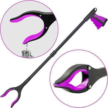 Grabber Reacher Tool - 2 Pack - Latest Version Long 32 Inch Foldable Pick Up Stick - Strong Grip Mag...