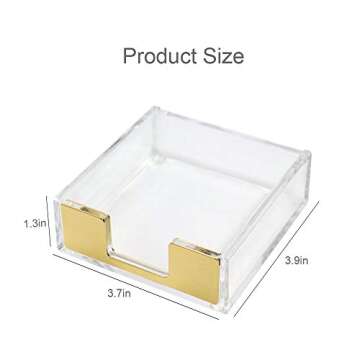 Buqoo Acrylic Sticky Notes Pad Holder Desk Organizer 3.5x3.3 Inch Memo Holder for Office Supplies(Go...