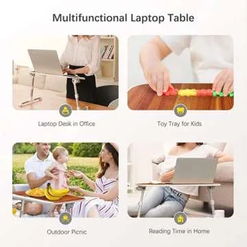Generic Laptop Desk, Computer Tray for Bed Laptop Table Adjustable Lap Desks for Eating Working Study Foldable and Portable (Brown), SD003