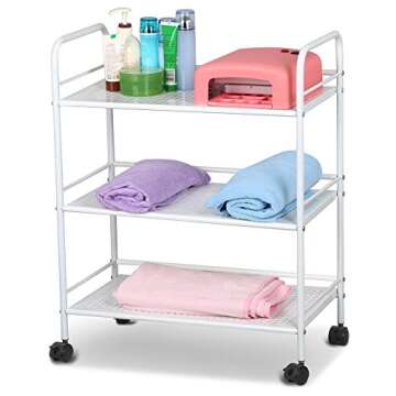 World Pride Rolling Salon Trolley Cart, 3 Tier, White