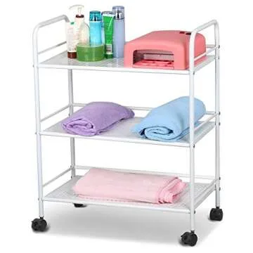 World Pride Rolling Salon Trolley Cart, 3 Tier, White