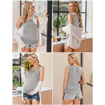 Ekouaer Maternity Tanks for Breastfeeding Comfort 3-Pack