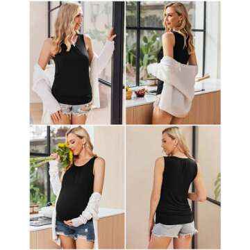Ekouaer Maternity Tanks for Breastfeeding Comfort 3-Pack