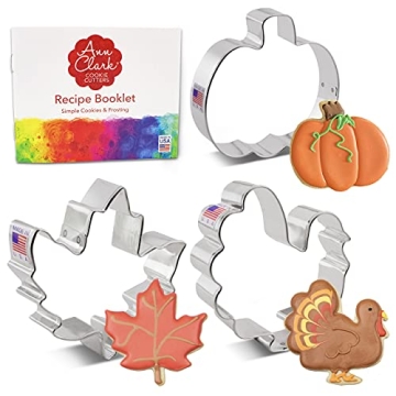 Thanksgiving and Fall Holiday Cookie Cutters Set by Ann Clark - 3-Pc. USA Made Set