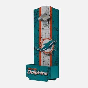 FOCO Miami Dolphins NFL Wooden Bottle Cap Opener Sign