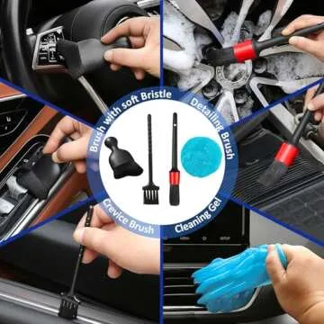 Qydipclin 10pcs Windshield Cleaner Tool, Car Window Cleaning Wash Kit with 4 Reusable Microfiber Pads 1 Spray Bottle and Extendable Handle Auto Glass Wiper Kit, Blue