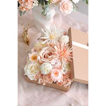 Serra Flora Artificial Flowers Combo Box Set Faux Flowers Bulk Flower Leaf with Stems Arrangements for DIY Wedding Bouquets Party Table Centerpieces Home Decorations Indoor Outdoor