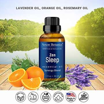 Zen Sleep Essential Oil Blend 30 ml - Lavender & Rosemary Relaxing Oil for Diffusers & Humidifiers -...
