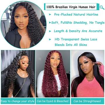 20-Inch Deep Wave Lace Front Wigs Human Hair Premium Quality