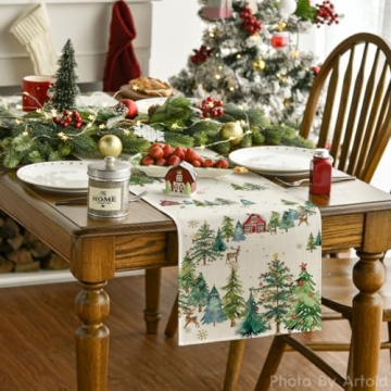 Artoid Mode Xmas Trees Christmas Table Runner 13x72 Inches