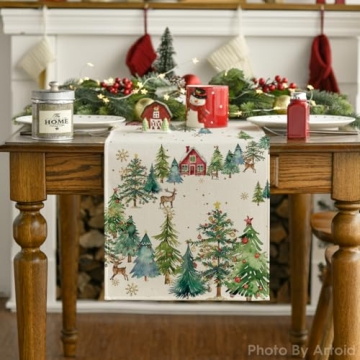 Artoid Mode Xmas Trees Christmas Table Runner 13x72 Inches