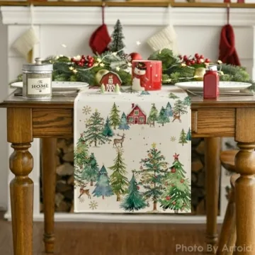 Artoid Mode Xmas Trees Christmas Table Runner 13x72 Inches