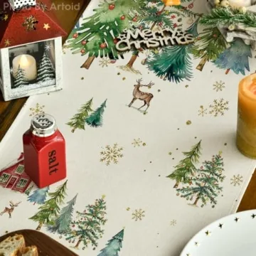 Artoid Mode Xmas Trees Christmas Table Runner 13x72 Inches