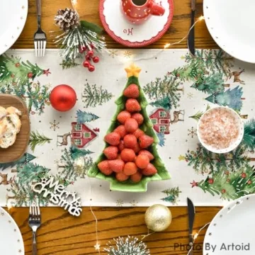 Artoid Mode Xmas Trees Christmas Table Runner 13x72 Inches