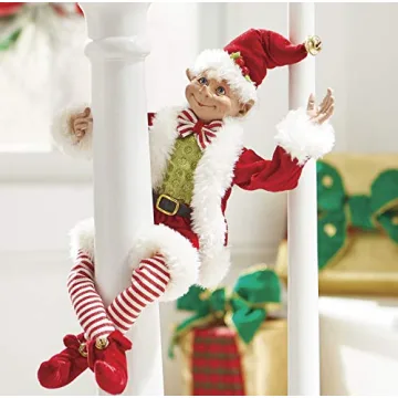 16 Inch Posable Elf in Santa Outfit for Festive Cheer