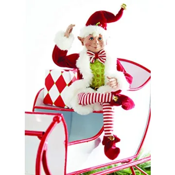 16 Inch Posable Elf in Santa Outfit for Festive Cheer