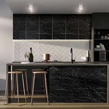 Oxdigi Marble Contact Paper 24 x 196 inches Self Adhesive Peel & Stick Wallpaper for Kitchen Countertop Cabinet Furniture Waterproof PVC Removable Black