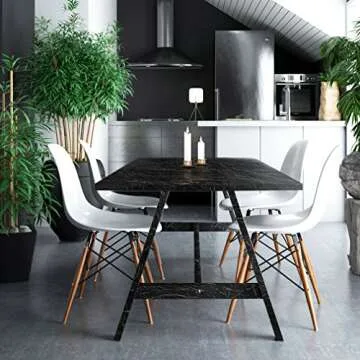 Oxdigi Marble Contact Paper 24 x 196 inches Self Adhesive Peel & Stick Wallpaper for Kitchen Countertop Cabinet Furniture Waterproof PVC Removable Black