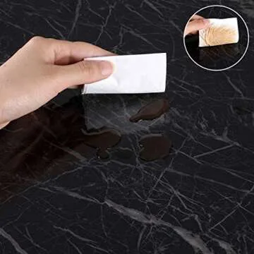 Oxdigi Marble Contact Paper 24 x 196 inches Self Adhesive Peel & Stick Wallpaper for Kitchen Countertop Cabinet Furniture Waterproof PVC Removable Black