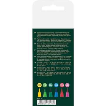 Faber-Castell Art & Graphic Pitt Artist Pen Brush India Ink Pen, Springtime, Wallet Of 6, For Art, C...