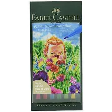 Faber-Castell Art & Graphic Pitt Artist Pen Brush India Ink Pen, Springtime, Wallet Of 6, For Art, Craft, Drawing, Sketching, Home, School, University, Colouring