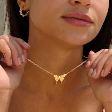Elegant Gold Dainty Butterfly Choker Necklace for Women