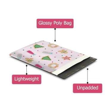 10x13 (100) Christmas Cookie Designer Winter Poly Mailers Self Sealing Waterproof Shipping Envelopes Holiday Premium Printed Bags For Small Businesses