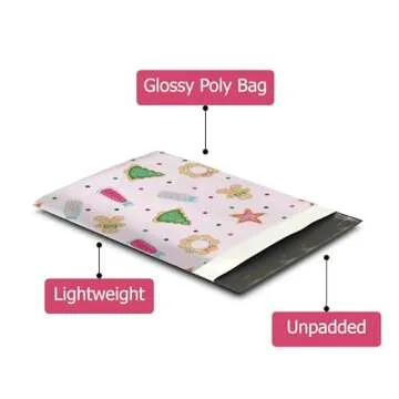 10x13 (100) Christmas Cookie Designer Winter Poly Mailers Self Sealing Waterproof Shipping Envelopes Holiday Premium Printed Bags For Small Businesses