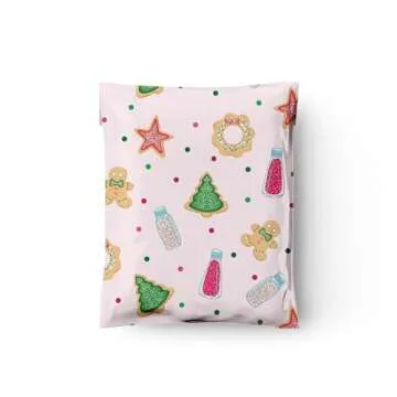 10x13 (100) Christmas Cookie Designer Winter Poly Mailers Self Sealing Waterproof Shipping Envelopes Holiday Premium Printed Bags For Small Businesses