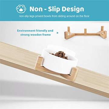 Dog Bowl | Food Water Dish for Dogs and Cats, Ceramic Pet Bowl for Food & Water (White-White),Medium