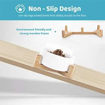 Dog Bowl | Food Water Dish for Dogs and Cats, Ceramic Pet Bowl for Food & Water (White-White),Medium