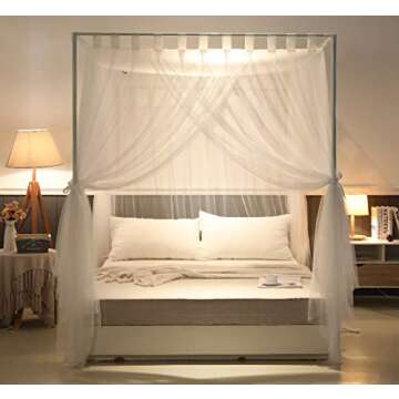 Mengersi 4 Corners Post Bed Canopy for Queen Beds - Elegant Decor