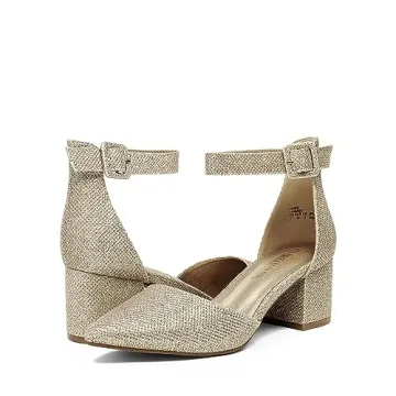 DREAM PAIRS Women’s Annee Glitter Low Heels - Comfort & Style