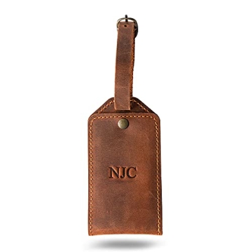 Handmade PEGAI Leather Luggage Tags | Personalized Travel Essentials with Snap Closure