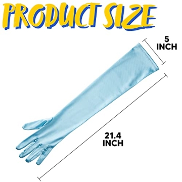 Blue 20s Satin Elbow Length Gloves for Women