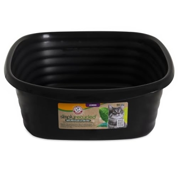 Arm & Hammer Simply Recycled Cat Litter Pan, Jumbo, Easy to Scoop and Clean, Sturdy, Black, Made in ...