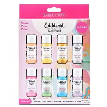 Sweet Sticks Edible Art Decorative Cake Paint 0.5 Ounce (15 Milliliters) Unicorn Paint Set