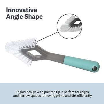 Casabella Smart Scrub Heavy Duty Tile and Grout Cleaning Brush, Gray, Grey/Aqua (15933)