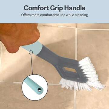 Casabella Smart Scrub Heavy Duty Tile and Grout Cleaning Brush, Gray, Grey/Aqua (15933)
