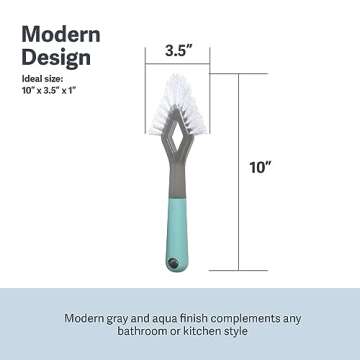 Casabella Smart Scrub Heavy Duty Tile and Grout Cleaning Brush, Gray, Grey/Aqua (15933)
