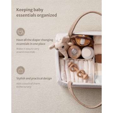 Blissful Diary Baby Diaper Caddy Organizer, Cotton Rope Diaper Caddy Basket, Large Storage Basket fo...